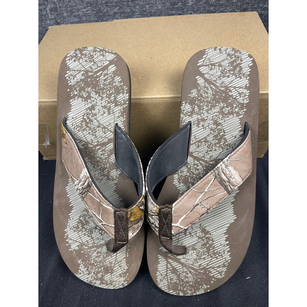 Realtree Camo Flip Flops Mens Size 9/10 S/M Brown Xtra Camouflage FMS6355BGN
